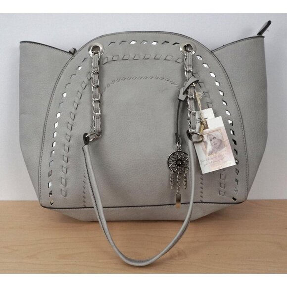 Jessica Simpson Gwen Storm Grey Leather Handbag Purse - Picture 1 of 6